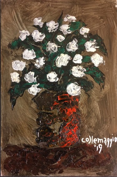 Schilderij getiteld "Fiori bianchi in un…" door Andrea Collemaggio, Origineel Kunstwerk, Olie