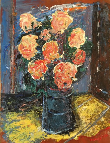 Pintura intitulada "Fiori nel vaso" por Andrea Collemaggio, Obras de arte originais, Óleo