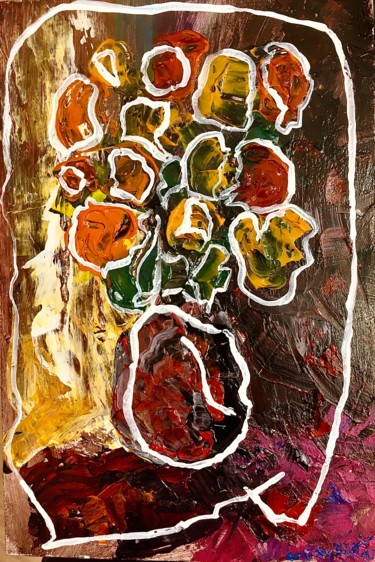Pintura titulada "Fiori in un vaso, f…" por Andrea Collemaggio, Obra de arte original, Acrílico