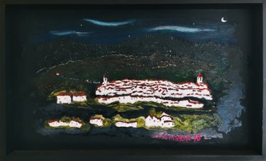 Painting titled "Stroncone di notte…" by Andrea Collemaggio, Original Artwork, Oil