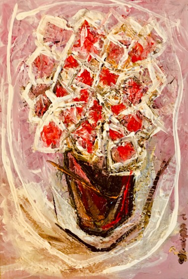 Pittura intitolato "Fiori in u n vaso" da Andrea Collemaggio, Opera d'arte originale, Acrilico