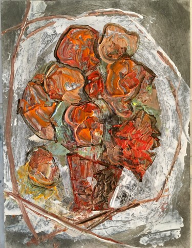 Malarstwo zatytułowany „Fiori in un vaso, p…” autorstwa Andrea Collemaggio, Oryginalna praca, Akryl