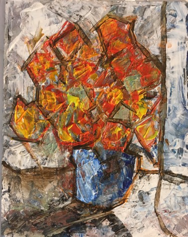 Картина под названием "Fiori in un vaso, l…" - Andrea Collemaggio, Подлинное произведение искусства, Акрил