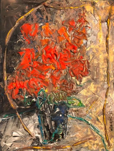 Peinture intitulée "fiori, vaso, spirit…" par Andrea Collemaggio, Œuvre d'art originale, Acrylique
