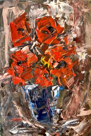 Pintura intitulada "Fiori, rosso, vaso…" por Andrea Collemaggio, Obras de arte originais, Acrílico