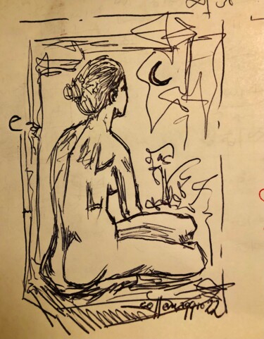 Disegno intitolato "Primo giorno" da Andrea Collemaggio, Opera d'arte originale, Biro