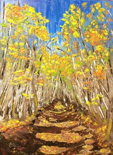 Pittura intitolato "Scivola l'autunno" da Andrea Corbino (Botai), Opera d'arte originale, Acrilico