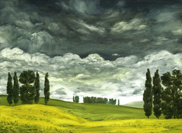 Schilderij getiteld "Italy Landscape" door Andrea Del Pesco, Origineel Kunstwerk, Olie