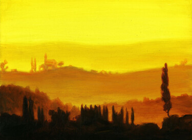 Картина под названием "Italy Landscape Hil…" - Andrea Del Pesco, Подлинное произведение искусства, Масло