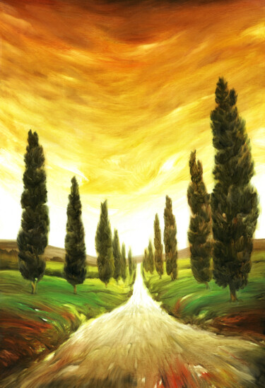 Pintura intitulada "Italy Landscape Cyp…" por Andrea Del Pesco, Obras de arte originais, Óleo