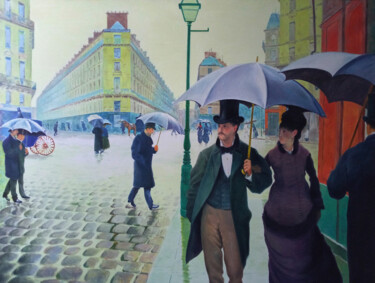 Painting titled "G. CAILLEBOTTE - Ru…" by Andrea Del Pesco, Original Artwork, Oil Mounted on Wood Stretcher frame