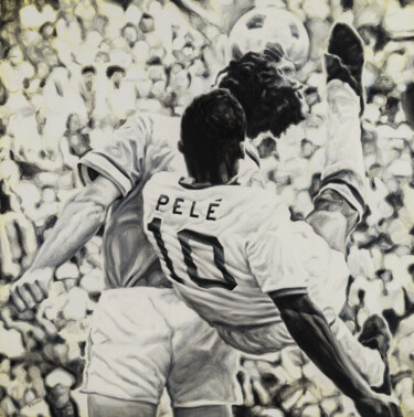 Painting titled "Pelé - Edson Arante…" by Andrea Del Pesco, Original Artwork, Oil
