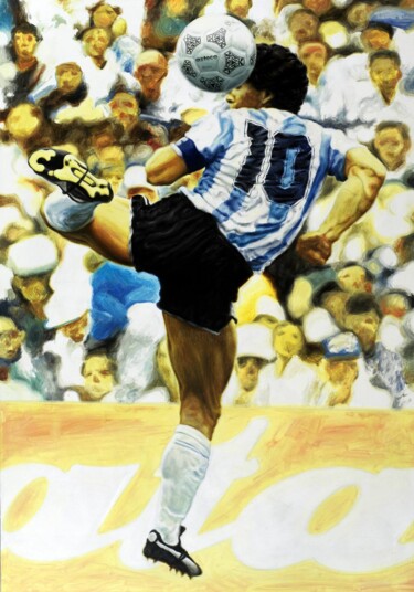 Pintura titulada "Diego Armando Marad…" por Andrea Del Pesco, Obra de arte original, Oleo