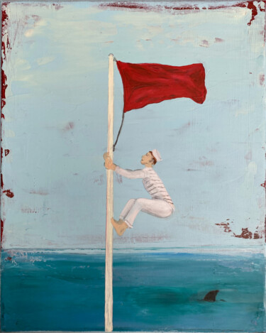 Pittura intitolato "Red flag" da Andrea Eisenberger, Opera d'arte originale, Acrilico
