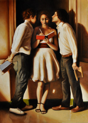 Pittura intitolato "I SUGGERITORI" da Andrea Esposito, Opera d'arte originale, Olio