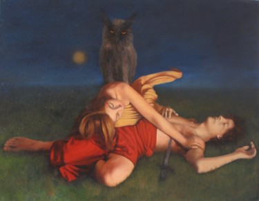 Pittura intitolato "PIRAMO E TISBE" da Andrea Esposito, Opera d'arte originale, Olio
