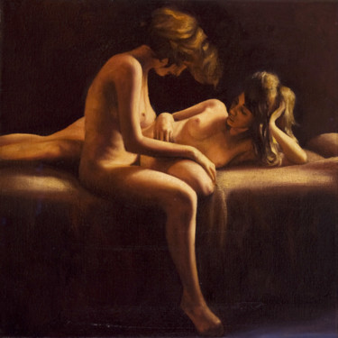 Malerei mit dem Titel "FANCIULLE IN OZIO" von Andrea Esposito, Original-Kunstwerk, Öl