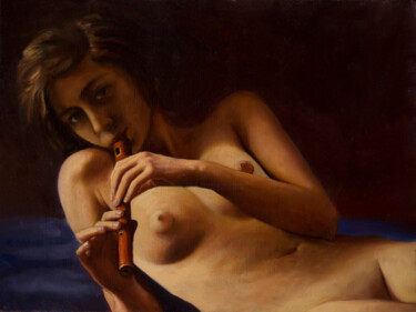 Malerei mit dem Titel "FANCIULLA CHE SUONA…" von Andrea Esposito, Original-Kunstwerk, Öl
