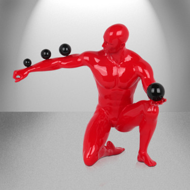 Sculpture intitulée "Juggler (glossy red)" par Andrea Giorgi, Œuvre d'art originale, Résine