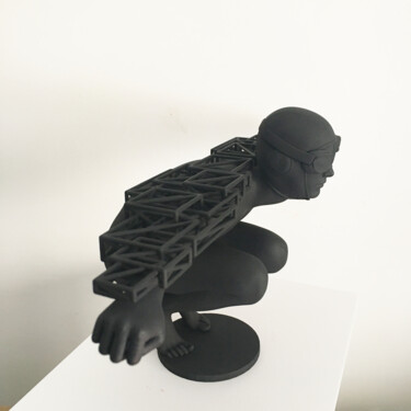 Skulptur mit dem Titel "Icaro (matt black)" von Andrea Giorgi, Original-Kunstwerk, Kunststoff