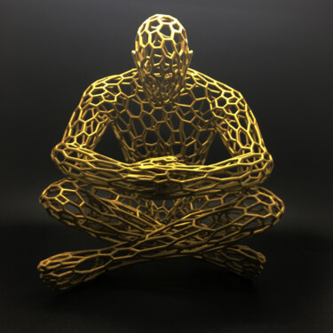 「THINKER (gold)」というタイトルの彫刻 Andrea Giorgiによって, オリジナルのアートワーク, プラスチック