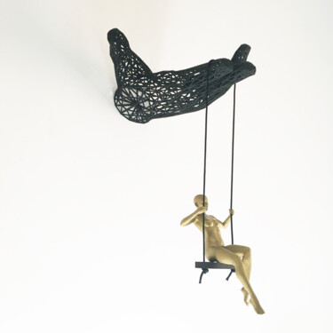 Skulptur mit dem Titel "FREEDOM (black/gold)" von Andrea Giorgi, Original-Kunstwerk, Kunststoff