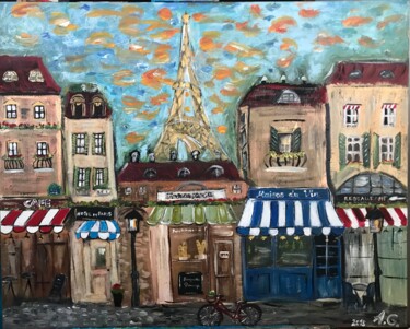 Peinture intitulée "Rue de Paris" par Andrea Gyoparos, Œuvre d'art originale, Acrylique