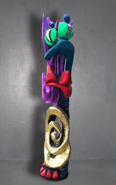 Скульптура под названием "MUSIKALISCHE SCHIZO…" - Andrea Halm, Подлинное произведение искусства, Дерево