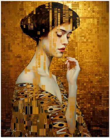 Arte digital titulada "Cascata D'Oro" por Andrea La Martina (NEXA ART), Obra de arte original, Collages digitales Montado en…