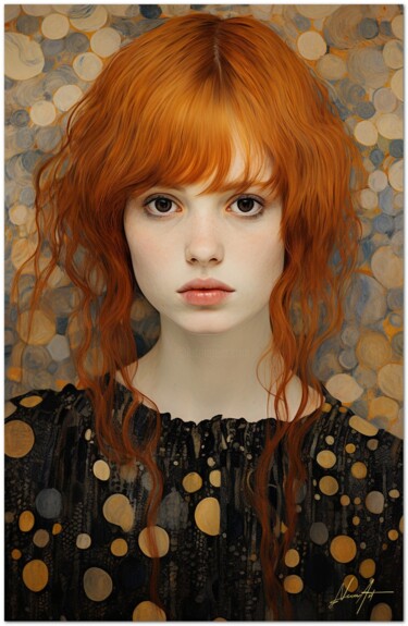 Digitale Kunst mit dem Titel "Dama Rossa" von Andrea La Martina (NEXA ART), Original-Kunstwerk, Digitale Collage Auf Keilrah…