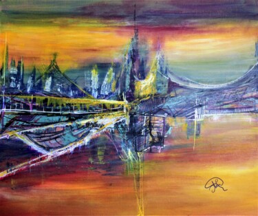 Painting titled "Depuis le pont 2" by Andrea Luna (Lunarte), Original Artwork, Acrylic