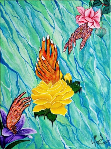 Painting titled "“Delicate”" by Andrea Moreno, Original Artwork, Acrylic Mounted on Wood Stretcher frame