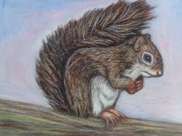 Painting titled "Squirrel day" by Andrea Napolitano, Original Artwork, Pastel