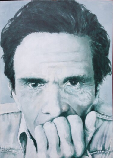 Painting titled "Pier Paolo Pasolini" by Andrea Pochesci, Original Artwork, Acrylic