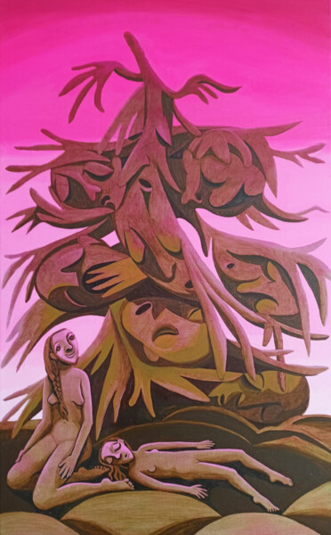 Malerei mit dem Titel "Morgenrot" von Andrea Riegler, Original-Kunstwerk, Acryl