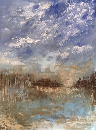 Картина под названием "The " Po " River La…" - Andrea Schiavetta, Подлинное произведение искусства, Акрил Установлен на Дере…