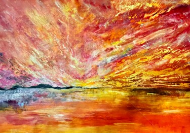 Painting titled "Flames In Heaven" by Andrea Schiavetta, Original Artwork, Acrylic Mounted on Wood Stretcher frame