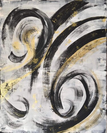Malerei mit dem Titel "Golden wave" von Andrea Schwarz, Original-Kunstwerk, Acryl
