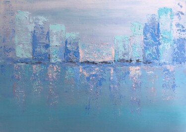 Painting titled "Blue horizon" by Andrea Schwarz, Original Artwork, Acrylic
