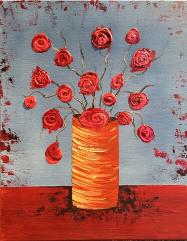 Painting titled "Rose" by Andrea Schwarz, Original Artwork, Acrylic