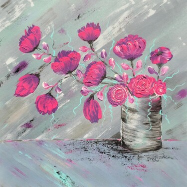 Schilderij getiteld "flowers purple" door Andrea Schwarz, Origineel Kunstwerk, Acryl