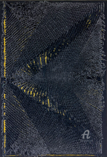 Sztuka tkaniny zatytułowany „Fili di Cenere” autorstwa Andrea Simone Peruzzo, Oryginalna praca, Włókno tekstylne Zamontowany…