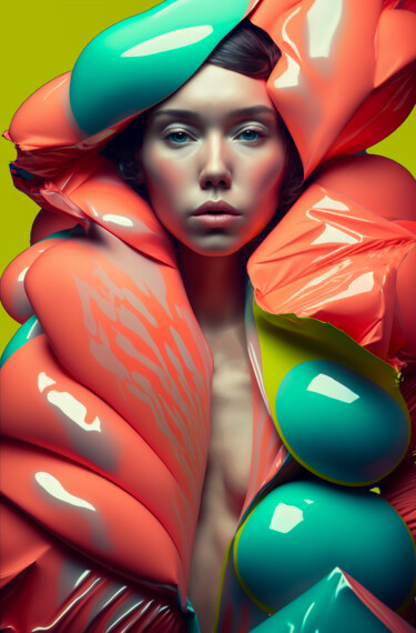 Digitale Kunst mit dem Titel "Colorful Girls - No…" von Andrea Tscherbner, Original-Kunstwerk, KI-generiertes Bild