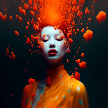 Digital Arts με τίτλο "Orange Girl" από Andrea Tscherbner, Αυθεντικά έργα τέχνης, Εικόνα που δημιουργήθηκε με AI