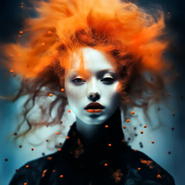 Digital Arts titled "Orange Pearls" by Andrea Tscherbner, Original Artwork, AI generated image