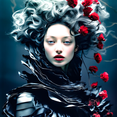 Digital Arts titled "Silver&Red" by Andrea Tscherbner, Original Artwork, AI generated image