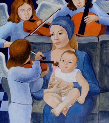 Pittura intitolato "MADONNA WITH CHILD…" da Andrea Vandoni, Opera d'arte originale