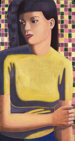 Malerei mit dem Titel "GIRL" von Andrea Vandoni, Original-Kunstwerk, Gouache