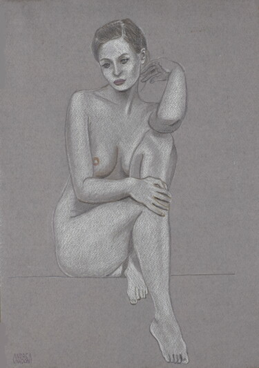 Рисунок под названием "NUDE" - Andrea Vandoni, Подлинное произведение искусства, Пастель Установлен на картон