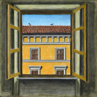 Картина под названием "5 WINDOWS" - Andrea Vandoni, Подлинное произведение искусства, Пастель